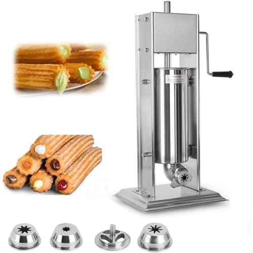 CYMYYDS Kommerzieller manueller Churro-Maker, lateinamerikanische Obst-Donut-Maschine, vertikale Churrera-Füllmaschine aus Edelstahl mit 4 Düsen, ideal für Restaurants und Bäckereien,5L