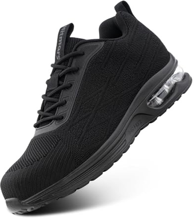 Hitmars Safety Trainers Men Safety Shoes Steel Toe Cap Women Composite Work Trainers Ladies Work Shoes Black UK Size 9