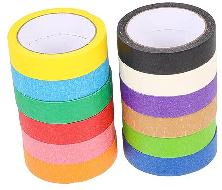 STOBOK 12 Rollen Farbiges Band Abdeckband Zum Lackieren Malerband 2 Zoll Buntes Klebeband Diy Art Tapes Malerband in Regenbogenfarben Klebebänder Krepp-papier Kraftpapier Nahtpapier