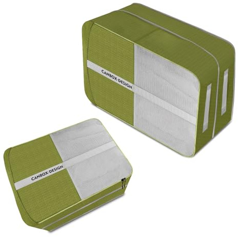 CANBOX Kompressions-Packwürfel 2er-Set – Erweiterbare, Wasserdichte Gepäckorganizer mit 50% Platzersparnis – Ultraleichte Reise-Essentials für Handgepäck & Rucksackreisende
