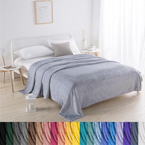 GAIFNAG Kuscheldecke Decke Sofa Strickdecke 70 x 220 cm Verschiedenen Größen Und Farben Erhältlich Flanell Decke Couchdecke für Frauen, Männer, Haustier, Familie, Hellgrau