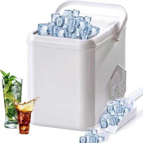 Electric Countertop Ice Maker, Self-Cleaning Ice Cube Maker with Ice Scoop and Basket, 9 Ice Cubes in 6 Mins, 2 Sizes of Ice, 12 KG in 24Hrs, Ice Maker Machine