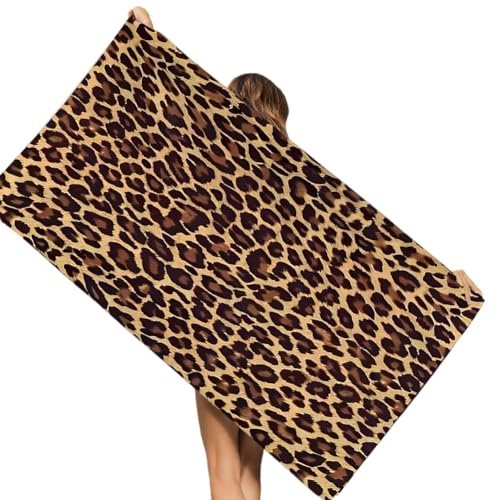 KDFSSIPE Leopardo Telo Mare, Asciugamano Da Spiaggia Leopardo, Animal Print Microfibra Ad Asciugatura Rapida Morbido Asciugamano Da Spiaggia Per Adulti Bambini, 75 * 150cm