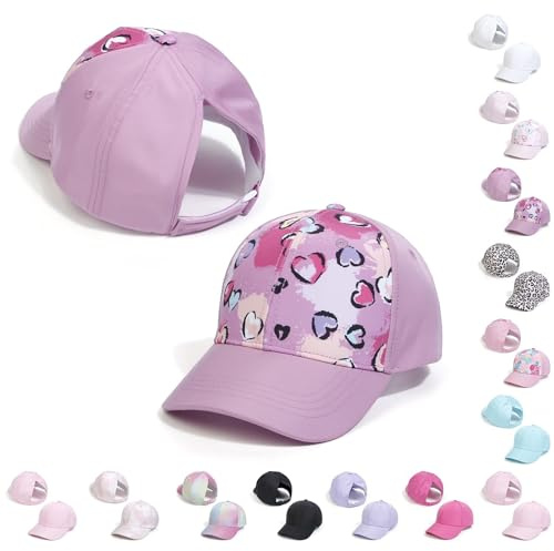 Casquette de Baseball pour Filles Réglable,Chapeau de Soleil Fille Queue de Cheval Doux Confortable,Casquette Enfant Lumière Respirante Anti-Soleil,Chapeau de Sport Extérieur Loisirs D'été