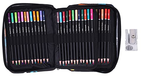 Ldafava 72 lápices de colores de la cremallera de la cremallera calidad de núcleo suave con el núcleo suave con el afedidor de lápiz de extensor de recarga para dibujar pintura