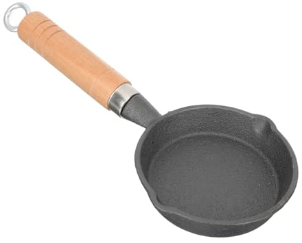 VALICLUD Sartén De Hierro Fundido Mini 11 Cm De Diámetro y 2,5 Cm De Alto, Olla Pequeña Para Aceite Mango Largo, Adecuado Para Picnic, Camping y Cocina Doméstica, Sartén Para Huevos Exteriores