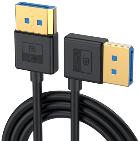 Qsvbeeqj Câble DisplayPort 1.4 coudé en silicone pour améliorer la durabilité 8K60Hz 4K/144Hz Fil DisplayPort de tailles multiples