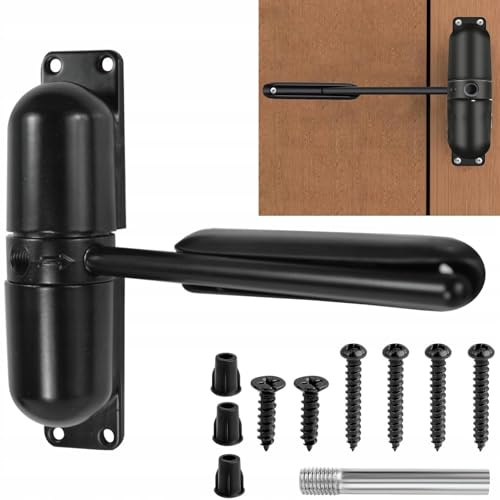 ALSTEN TECH Türschließer Stahl 120 mm schwarz matt pulverbeschichtet regulierbar für Gartentore Türen Zäune Innen Außen Montagezubehör