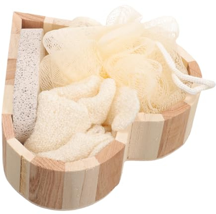 CIYODO Herzförmiger Badeschrubber Set Teilig Peeling Ball zum Rückenpeeling und Hautreinigung Weich zur Haut Fördert Durchblutung für Sanfte Körperpflege und Badespaß