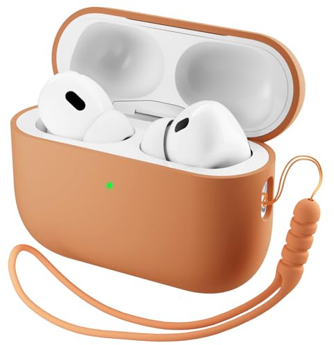 ORNARTO für AirPods Pro 3 Hülle Silikon mit Lanyard(2025) - Aus robustem PC und weichem Flüssigsilikon, Kratzfest und stoßfest, Schutzhülle für Air Pods Pro Gen. 3 mit Fallschutz - Orange