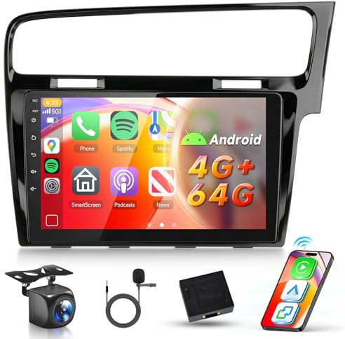 4GB+64GB Android 15 5GHz WiFi Car Radio for Volkswagen Golf MK7 2013-2018 | Hodozzy 10.1 1280x720 IPS Touchscreen Car Stereo with Wireless CarPlay, Android Auto, BT 5.0 & AHD Reverse Camera