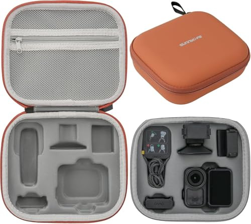 Bärbar bärväska komboväska för DJI OSMO Nano Combo Standard action kamera – vattentätt PU-läder + EVA hård carry case bag för Osmo Nano kameratillbehör (Orange)