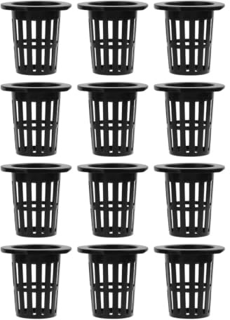 Angoily Paniers Hydroponiques en Plastique Noirs, Lot de 50, pour Plantes | Aération, Drainage Uniforme, Résistance à Corrosion, Forme Stable, Design Simple