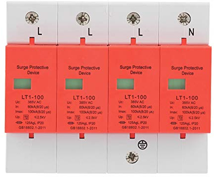 Dispositivo di protezione da sovratensione a bassa tensione 4P 420 V CA 60-100 kA Scaricatore per protezione contro i fulmini di livello C e D con guscio ignifugo e gruppo