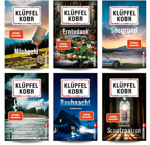 Volker Klüpfel & Michael Kobr - Krimi-Bücherset - Kommissar Kluftinger in Milchgeld, Erntedank, Seegrund, Laienspiel, Rauhnacht, Schutzpatron - Allgäu Kriminalromane mit einem exklusiven Lesezeichen
