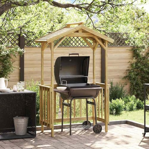 Cabaña para barbacoa 133,5 x 63 x 200 cm de madera de pino impregnada, toldo para jardín y terraza