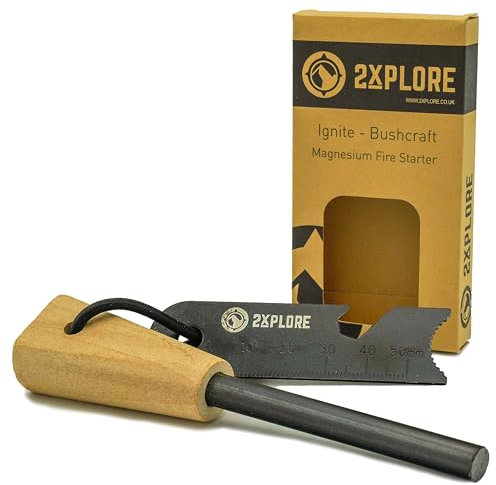 2XPLORE Ignite Bushcraft Flint and Steel Fire Starter Kit - Ferro Rod Fire Starter - Fire Steel Fire Starting Kit