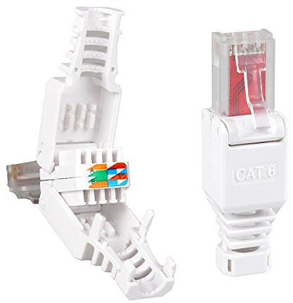 4 Stück Netzwerkstecker werkzeuglos RJ45 CAT6 LAN UTP Kabel Stecker ohne Werkzeug werkzeugfrei CAT5 CAT7 Verlegekabel Patchkabel Netzwerkkabel Toolless Modular Plug Connector Crimpstecker