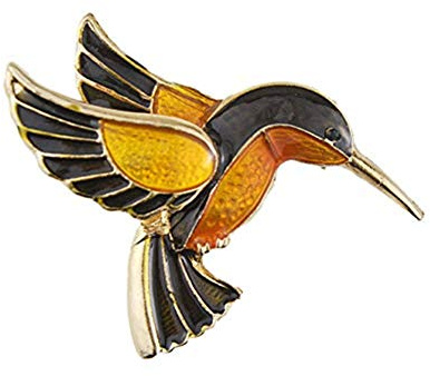 AILUOR Kolibri Broschen für Frauen, Antik Gold Tone Emaille Vogel Kolibri Brosche Pins MultiColor Crystal Pin Brosche Schmuck für Frauen (orange)