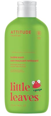 Attitude Bubble Wash for Kids, EWG Verified Bubble Bath, Hair Shampoo and Body Soap, Dermatologically Tested, Plant- and Mineral-Based, Vegan, Watermelon & Coco, 16 Fl Oz