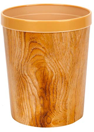 Poubelle Corbeille à grain de bois originale peut accueil créatif salon cuisine salle de bains papier en plastique avec anneau de pression sans couvercle grand (Color : Orange)