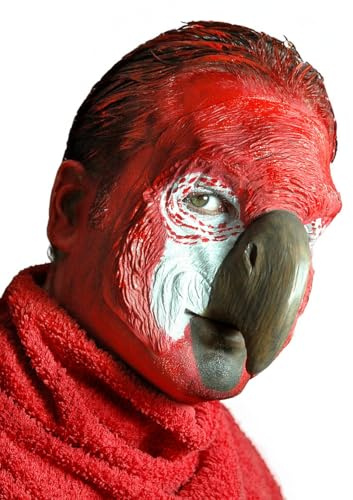 Papagei-Maske aus Latex - hautfarben - ungeschminkt - Latex-Applikation mit Hautkleber - Special-Effect Kostüm-Zubehör - Make-Up für Halloween, Karneval & Horror-Party