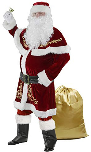 Halfjuly Men’s Santa Costume Set Christmas 12pcs Deluxe Velvet Adult Santa Claus Suit XL