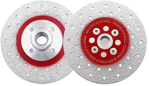 DT-DIATOOL Diamantscheibe 2 Stücke 115 mm x M14 Vakuumgelötet Trennscheibe und Schleifscheibe für Granit Beton Marmor Stein