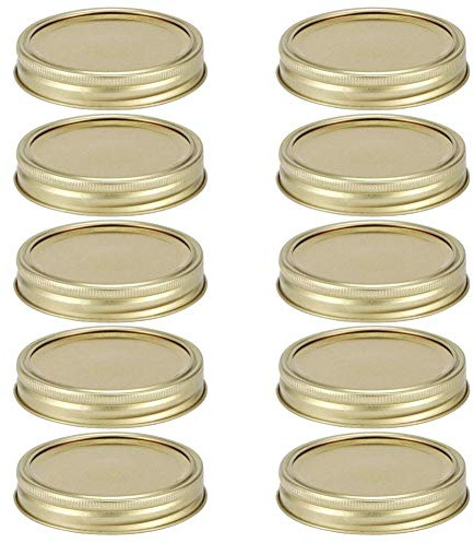 Coperchi per barattoli di vetro, coperchi per barattoli di vetro di tipo diviso Coperchi per contenitori per alimenti rotondi Accessori da confezione da 10(70mm-Oro)