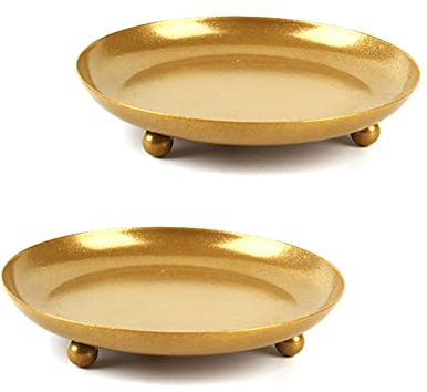 Alnicov 2pcs Piatti Portacandele,4,4 Pollici Piedistallo Pilastro Portacandele per Candele di Cera per Coni di Incenso Spa Matrimonio Pregare Decorazione per Feste a Casa,Oro