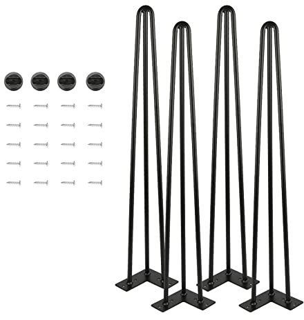 HUOLE Möbelfüße, Haarnadel Tischbein 4X Hairpin Leg Möbelbein Haarnadelbeine aus Metall Tischzubehör DIY für Esstisch Couchtisch Schreibtisch Tischbein Tischgestell (4PC -71cm (Schwarz))