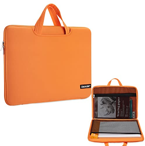 IMAGE A4 Protective Case with Pockets, Carrying Bag for Travel, Storage Cover, Compatible with A4 Tracing LED Light Pad, Coloring Board & Laptop, Notebook, Most Tracing Light Tables - Orange