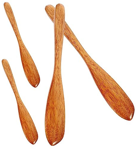 HEMOTON 4pièces Couteau à Beurre Et Confiture Bois Spatule à Beurre Crème Ustensiles De Cuisine Polyvalents
