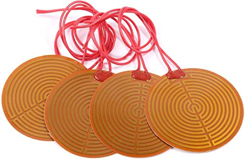 DONGKER 4 STÜCK Folienheizplatten Klebepad, PI Heizelemente Folie 12V 13W Filmrunde Selbstklebende Polyimid Heizplatte Heizfolie Heizung Gerät Heizplatte 70mm