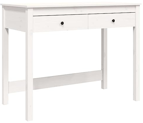 vidaXL Bureau met lades 100x50x78 cm massief grenenhout wit