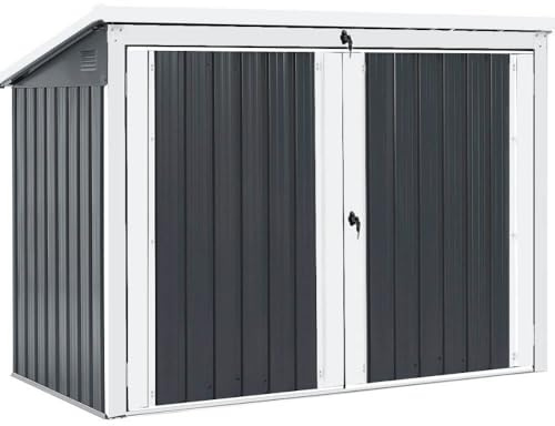 Home Deluxe - Mülltonnenbox BASURA L - Maße 190 x 101 x 134 cm, Raumfläche 1,5 m² - für 1x 240 L + 2X 120 L Mülltonnen I Mülltonnenbox, Gartenbox