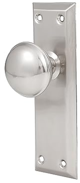 newliplace 2 Stück Vintage einseitige Dummy-Türknäufe innen, antikes langes Schild, Dummy-Türknäufe in gebürstetem Nickel