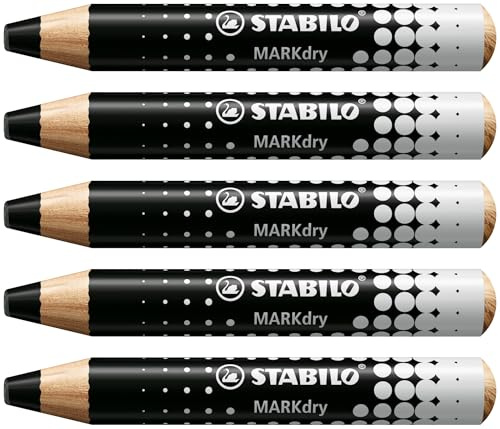 Whiteboard- och blädderblock – Stabilo MarKdry – 5-pack – svart