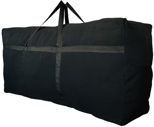 YiKitHom Extra Large Storage Canvas Duffle Bag for Travel, Black Oversized Giant Big Traveling Duffle Bag