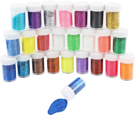 Purpurinas Polvo 24 Colores, Glitter Polvo para Cara Pelo Arte Corporal Uñas, para Festival Purpurina Música Fiesta Navidad