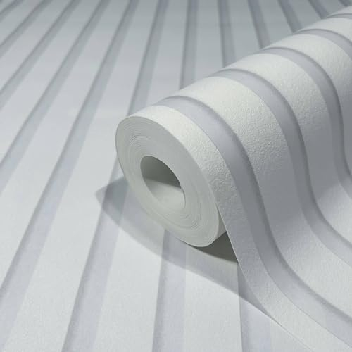 marburg Tapete Holzoptik Weiß Akkustikpaneele 3D Effekt Vliestapete Wohnzimmer Schlafzimmer 10,05 x 0,53m Made in Germany