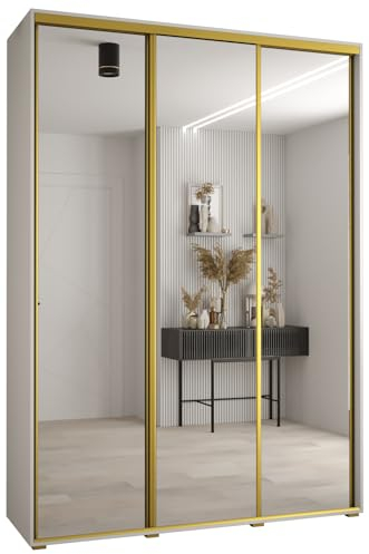 Kleiderschrank mit Spiegel Davos 2 Garderobenschrank - Schrank Schlafzimmer - Mehrzweckschrank 2 Schiebetüren - Regalen - Flur Möbel - Kleiderstange Schrank - Allzweckschrank - closet - Gaderobe