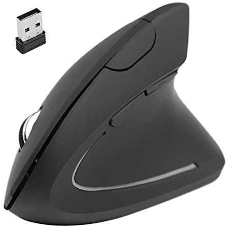 VBESTLIFE Souris Verticale, Souris Optique Ergonomique Verticale sans Fil 2,4 G, DPI Réglable, 5 Boutons, pour Ordinateur Portable, Ordinateur de Bureau, PC, Alimentée par Batterie, Noire