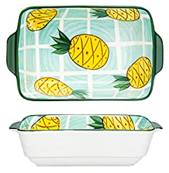Lata for asar esmaltada, juego de bandejas for hornear, fuente for hornear de porcelana, juego de bandejas rectangulares for hornear, cazuela, plato for quiche, calentador de alimentos, 8,5 pulgadas,