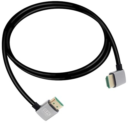 RIIEYOCA 8K 45 Degree HDTV Cable, Right Angle Male to Male, 48Gbps High Speed 2.1 Supports 8K@60Hz, ARC, 3D for DVR, HDTVS, Roku Ultra (1M)