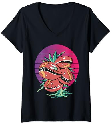 Womens Carnivorous Plant Venus Fly Trap Bug-Eating Plants gardener V-Neck T-Shirt