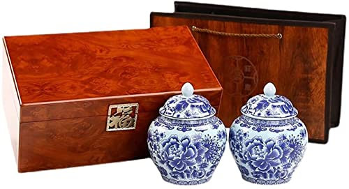 GLJTUO Boîtes en Bois À Motifs Personnalisables, Pots Hermétiques en Céramique, Porcelaine Bleue Et Blanche pour Le Stockage des Aliments, Stockage des Biscuits, Biscuits, Frites, Etc.