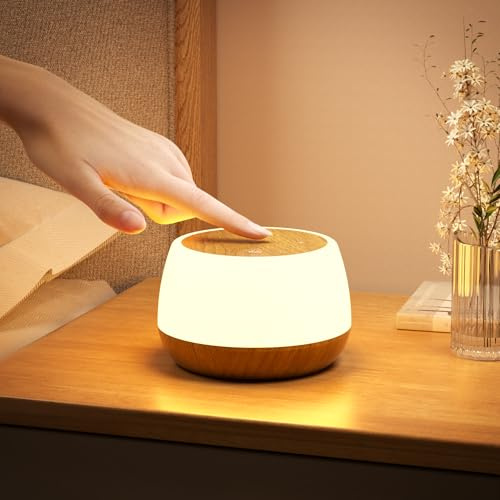 Bonsery Nachttischlampe Touch Dimmbar mit 9 Farbwechsel & 3 Modi, USB Aufladbar Led Tischlampe Kabellos mit Timing & Memory, Baby Nachtlicht Kinder Stilllicht Nachtlampe für Schlafzimmer Wohnzimmer