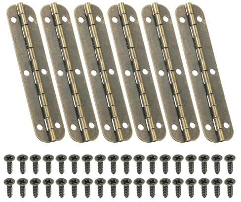 PATIKIL Bisagra de Piano Pequeña 2.6 x 0.6, Pack de 6 Bisagras Mini de 180 Grados para Cajas de Joyería con Tornillos para Cajas de Madera de Joyería, Marrón
