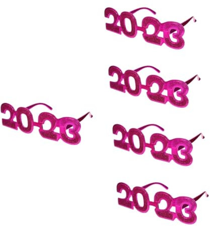 TOPBATHY 5 Paare 2023 Digitale Brille neujahr versorgung Silvester Glitzer 2023 Nummernbrille neujahr Party New Years Party Cosplay-Brille lustige Tanzbrille STK Rosy